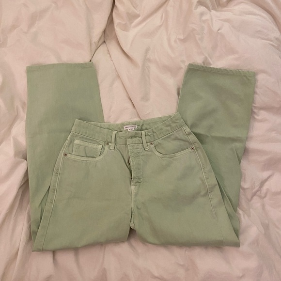 🐬Good American good 90s baggy wide leg loose jeans lime color size 4 size 27 - Picture 3 of 8